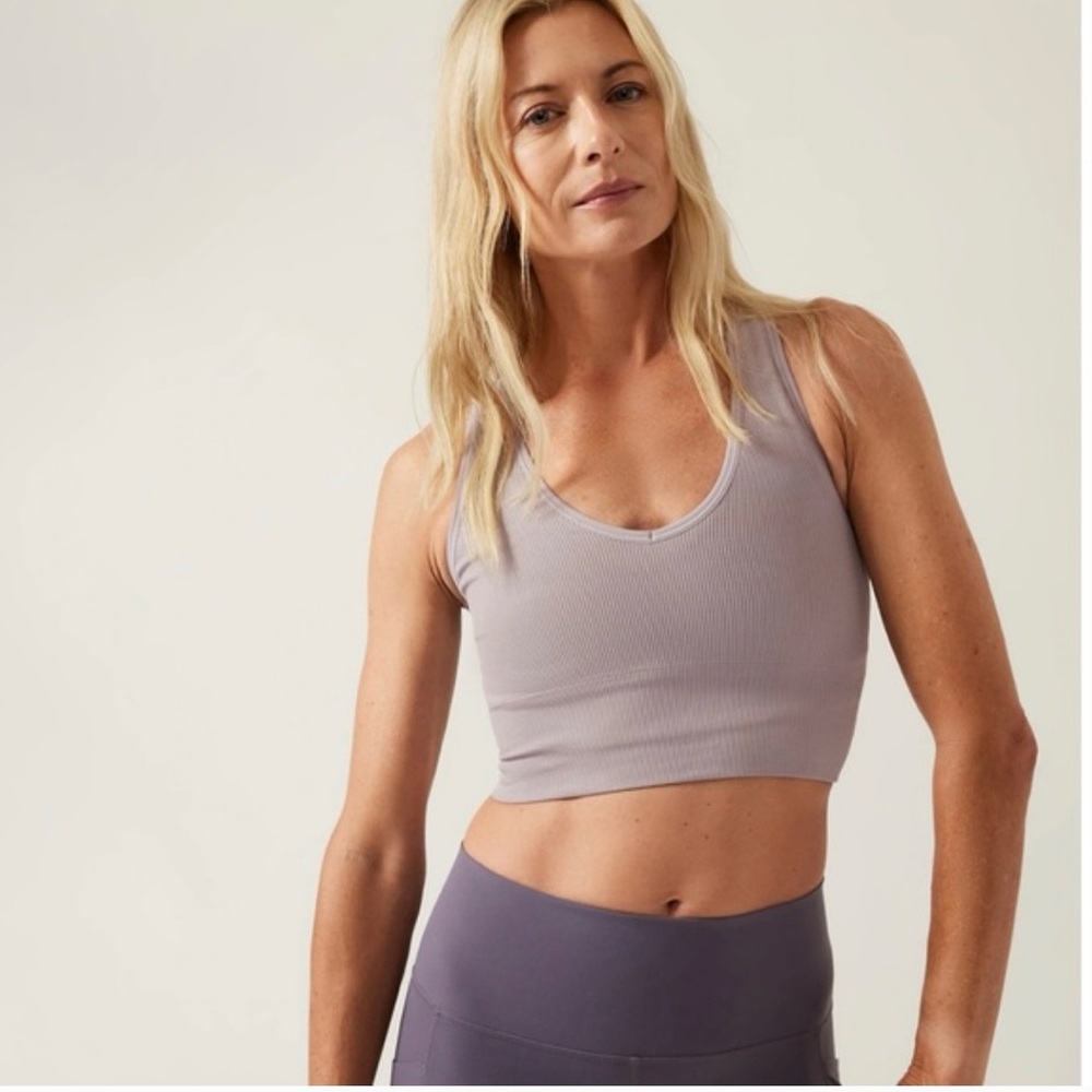 Athleta | Aurora Seamless Cropped Ribbed Tank, Lavender, Size - EUC